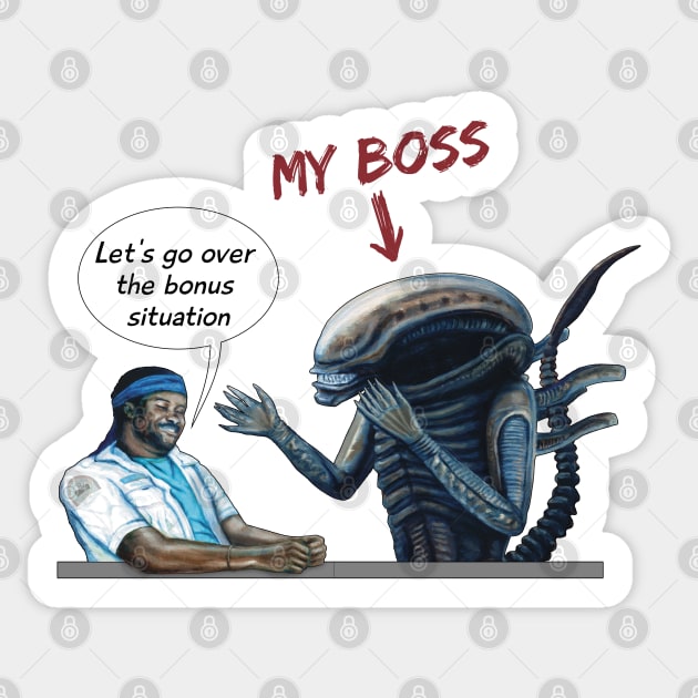 My Boss & Bonus Situation Sticker by SPACE ART & NATURE SHIRTS 